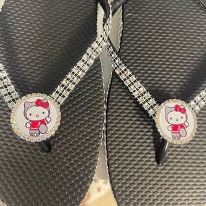 Hello Kitty Black Flip Flops